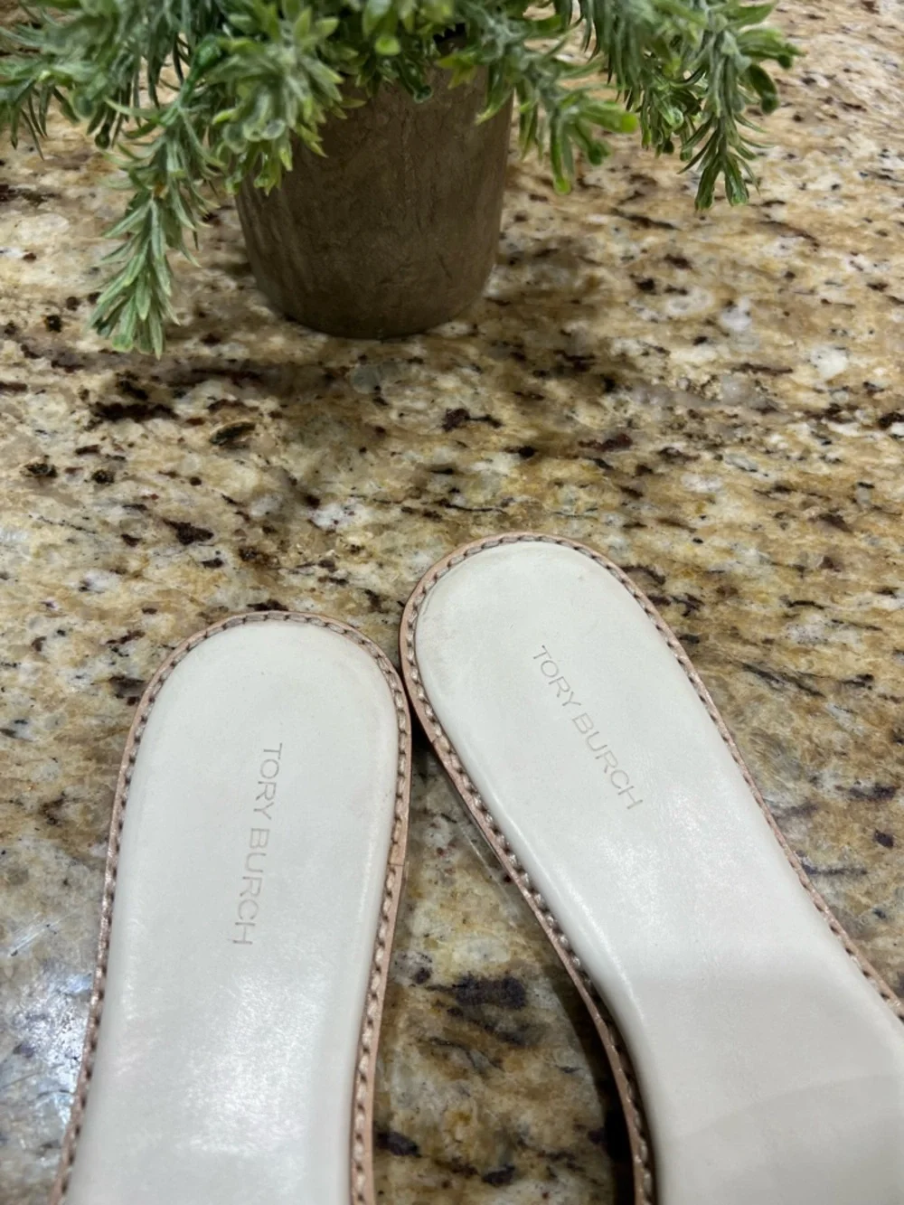 Tory Burch Everly High Frequency White Logo Embossed Slide Sandals 9.5M